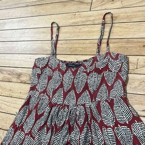 Millau Leaf Dress Spaghetti Strap Empire Hi Low Sweetheart Neckline Leaf Red S